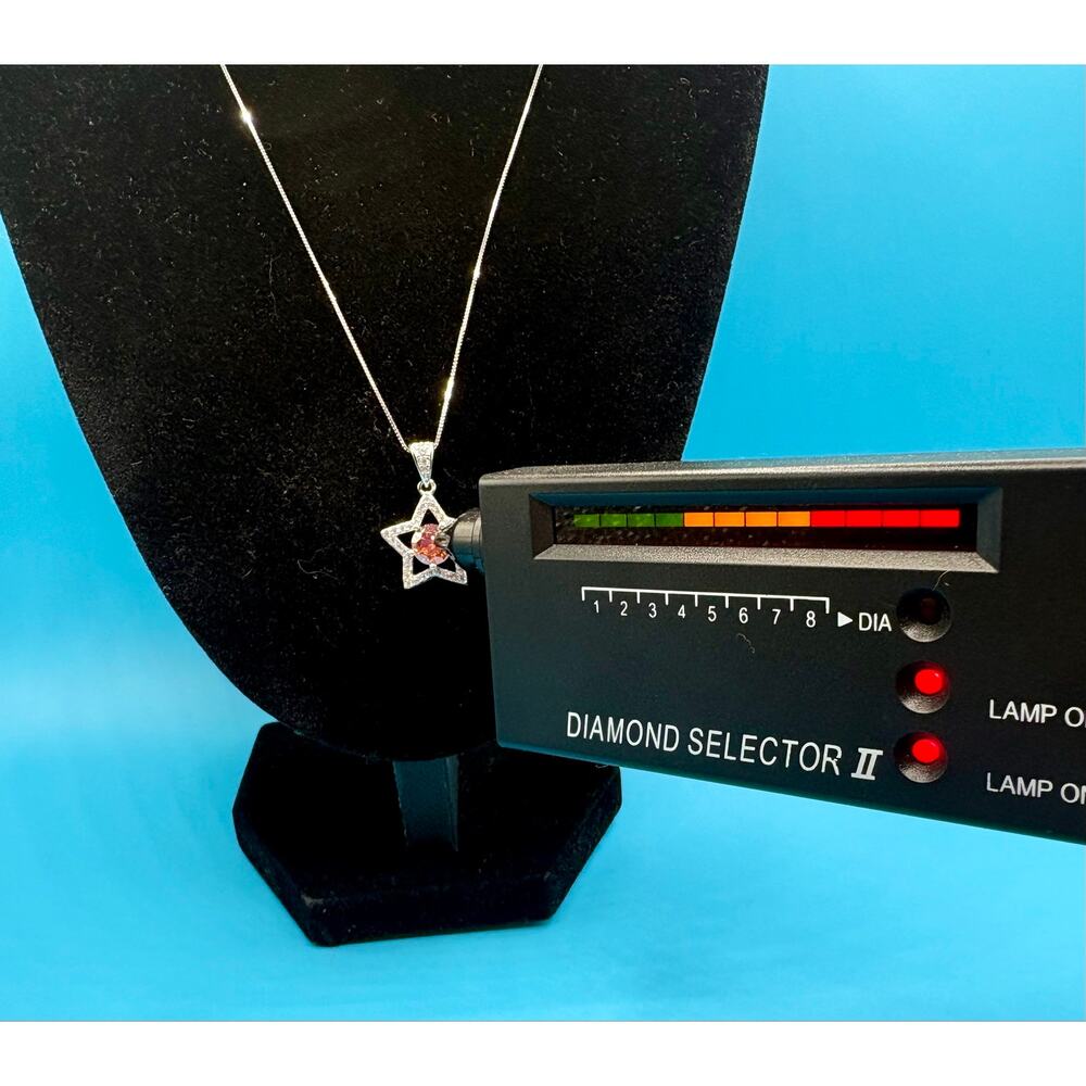 NEW 1.5ct Orange/Wht Moissanite Star 17" Necklace,925 Silver